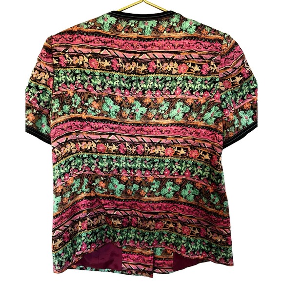 VTG Mulberry Silk Boutique Blouse with Jeweled Buttons Women's Size L - Picture 4 of 14